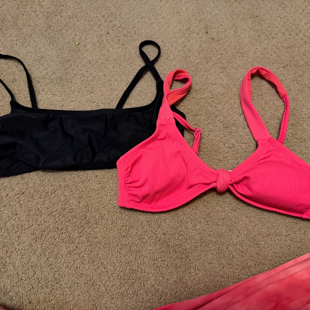 wild fable Hot Pink and Black Ribbed Bikini Tops